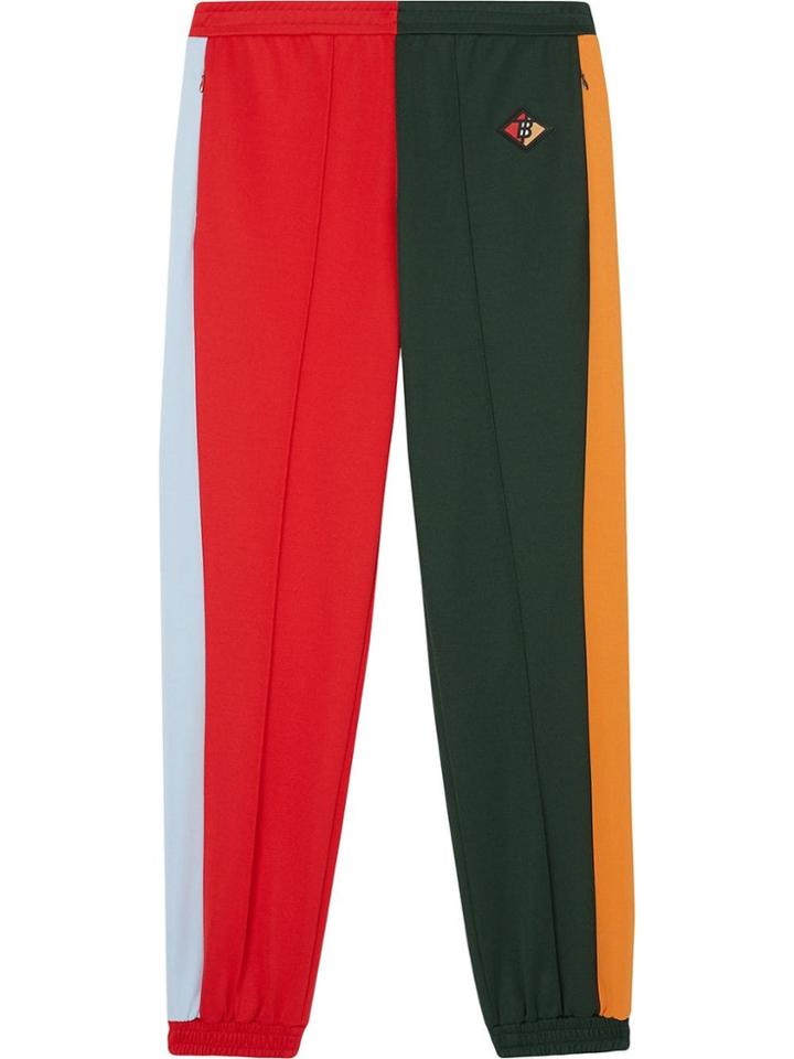 Burberry Logo Graphic Colour Block Jersey Trackpants - Green