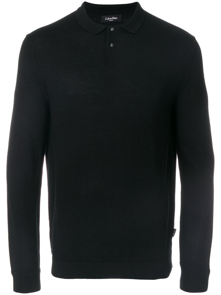Calvin Klein Longsleeved Polo Shirt - Black