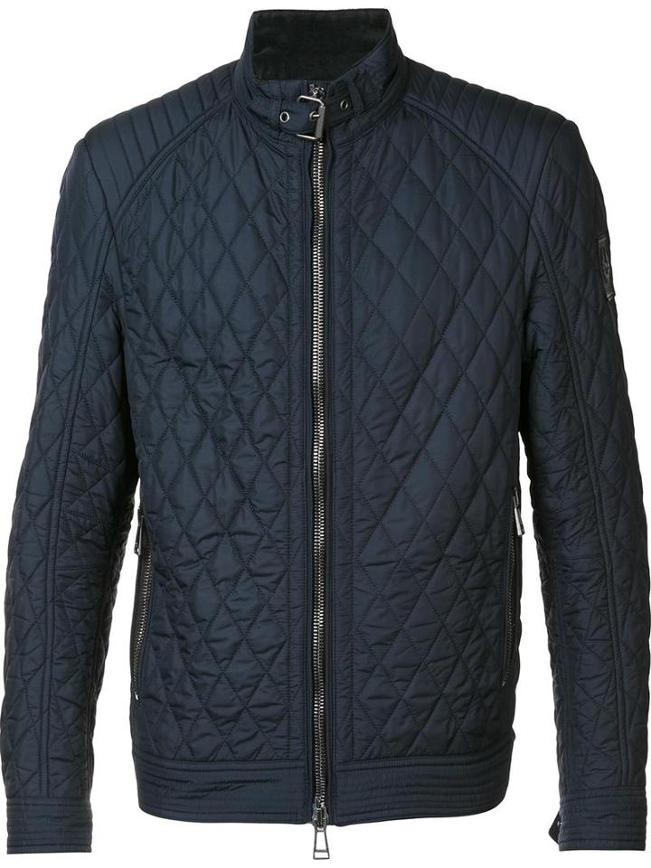 Belstaff Quilted Zipped Jacket, Men's, Size: 48, Blue, Polyester