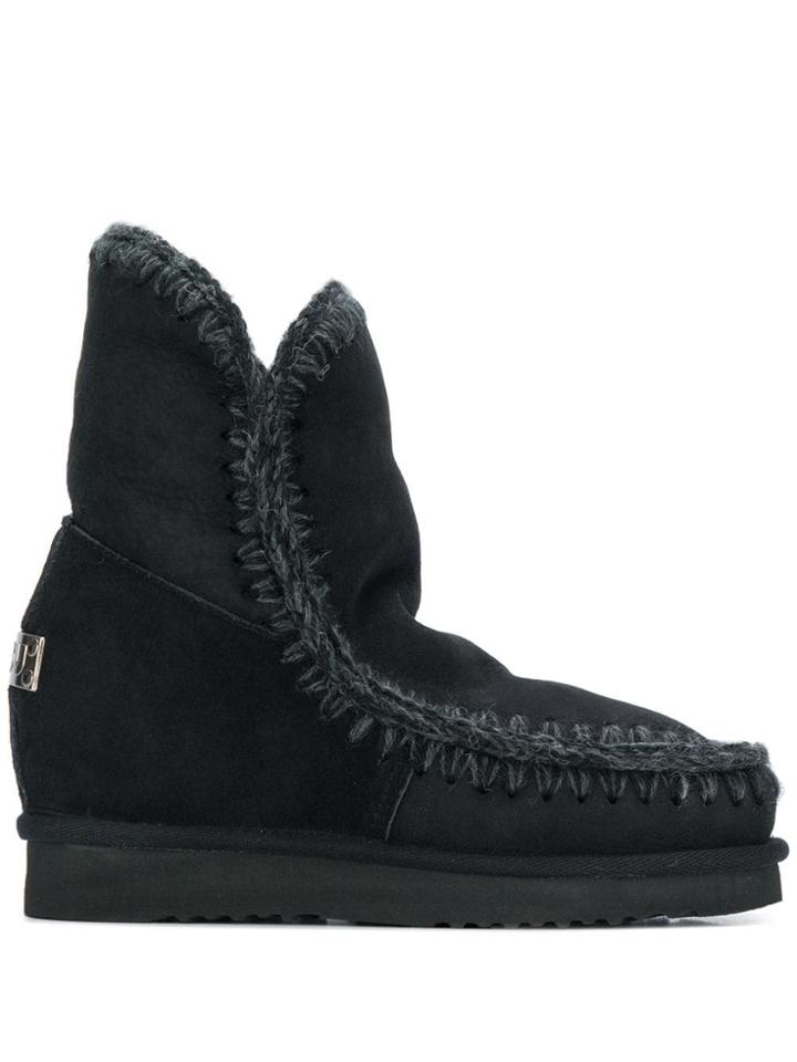 Mou Inner Wedge Boots - Black