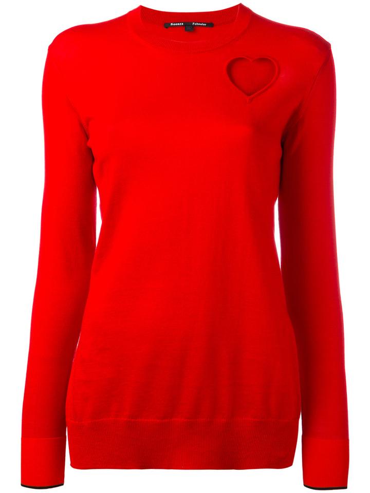Proenza Schouler Long Sleeve Sweater, Women's, Size: Medium, Red, Silk/cotton/polyester/viscose