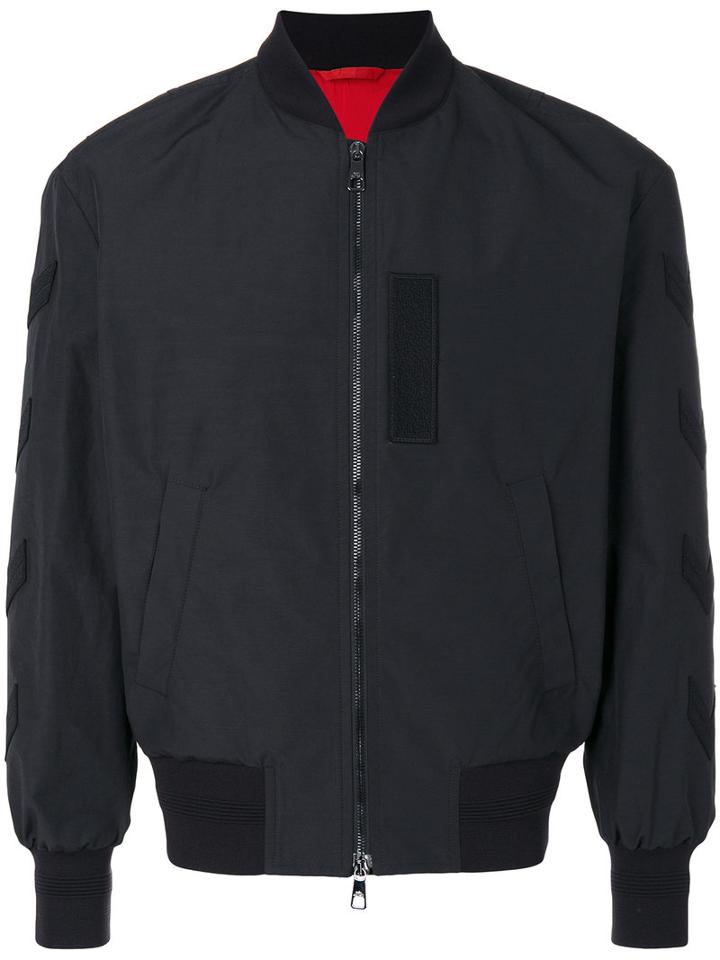 Neil Barrett - Arrow Detail Bomber Jacket - Men - Cotton/polyamide/spandex/elastane/viscose - L, Black, Cotton/polyamide/spandex/elastane/viscose
