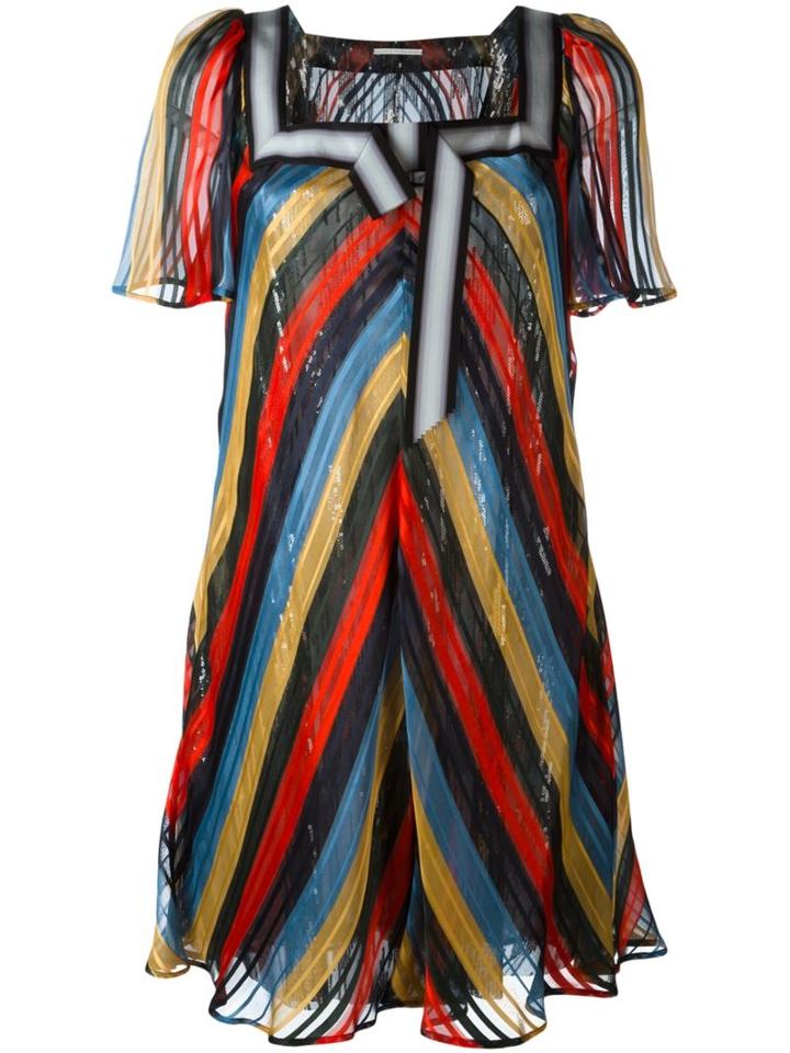 Marco De Vincenzo Sequin Stripe Flared Dress