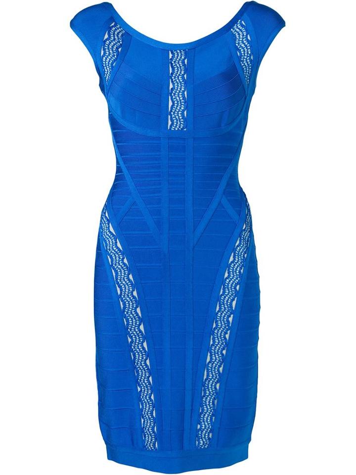 Hervé Léger Bandage Mini Dress, Women's, Size: S, Blue, Rayon/nylon/spandex/elastane