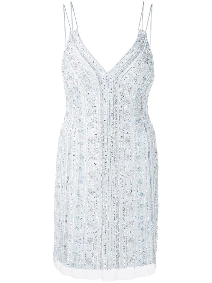 Aidan Mattox Beaded Cami Mini Dress - Blue