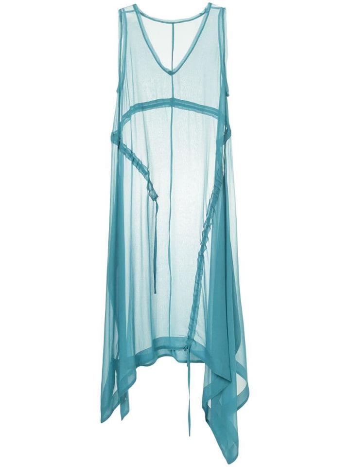 Taylor Sheer Draped Midi Dress - Blue