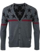 Guild Prime Star Pattern V-neck Cardigan, Men's, Size: 1, Grey, Cotton/acrylic