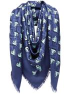 Fendi Touch Of Fur Shawl Scarf - Blue