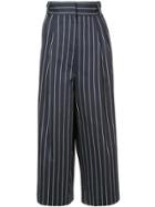 Tibi Striped Cropped Trousers - Blue