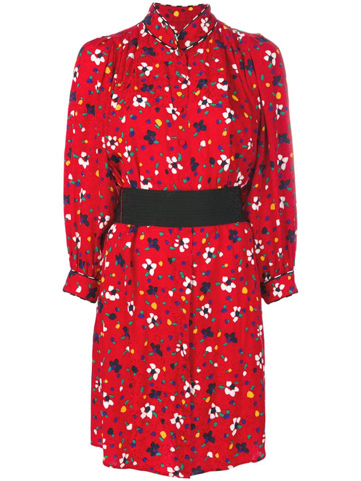 Marc Jacobs Floral Print Shirt Dress - Red