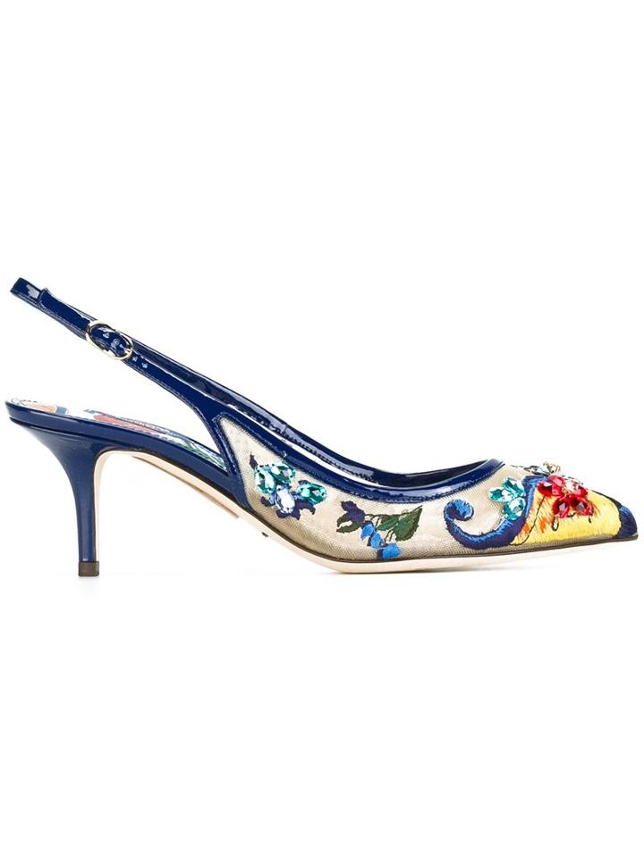 Dolce & Gabbana Majolica Print Sling-back Pumps