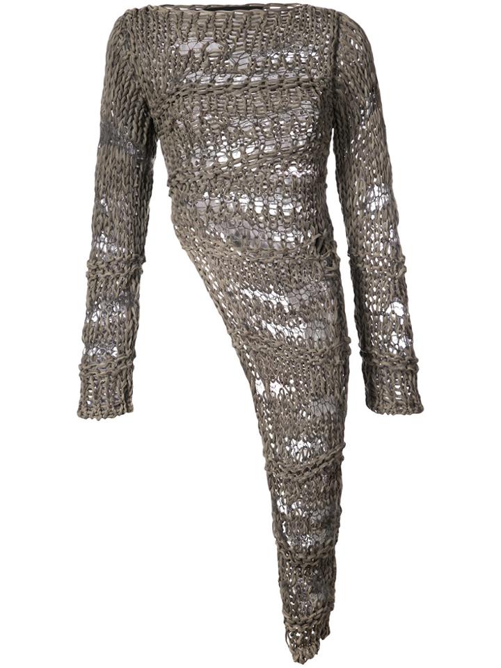 Isabel Benenato Asymmetric Knitted Dress - Brown