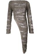 Isabel Benenato Asymmetric Knitted Dress - Brown