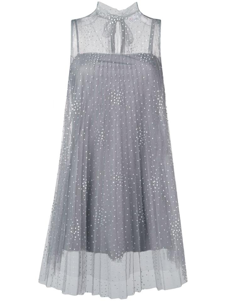 Red Valentino Embellished Tulle Mini Dress - Grey