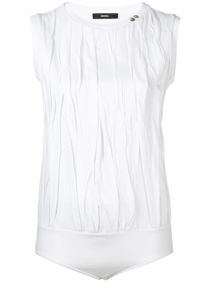 Diesel Engineered Crinkle T-shirt Bodysuit - White