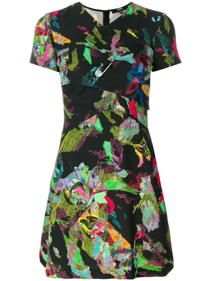 Versus Draped Printed Mini Dress - Black