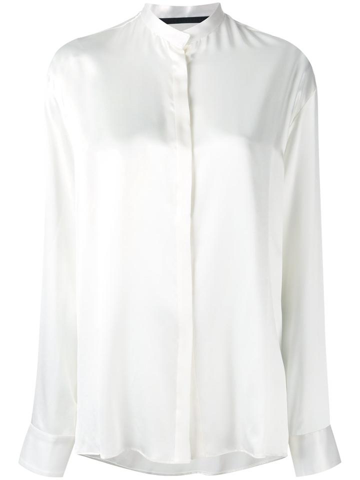 Haider Ackermann - Mandarin Neck Shirt - Women - Silk - 38, White, Silk