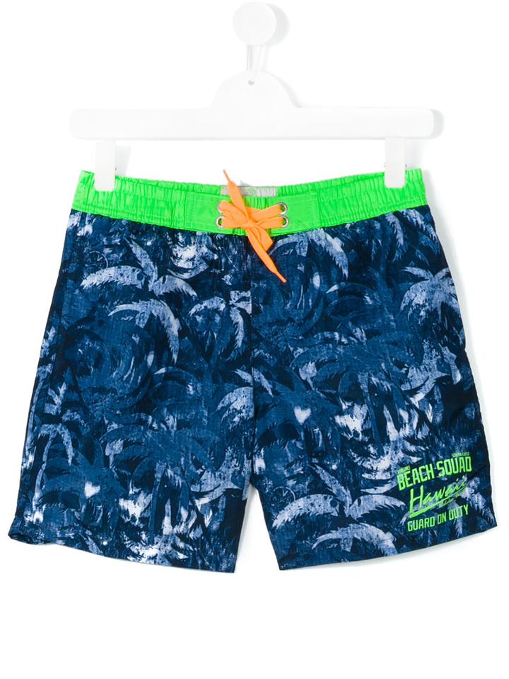 Vingino - Neon Detailing Swim Shorts - Kids - Polyester - 14 Yrs, Blue