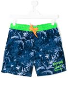 Vingino - Neon Detailing Swim Shorts - Kids - Polyester - 14 Yrs, Blue