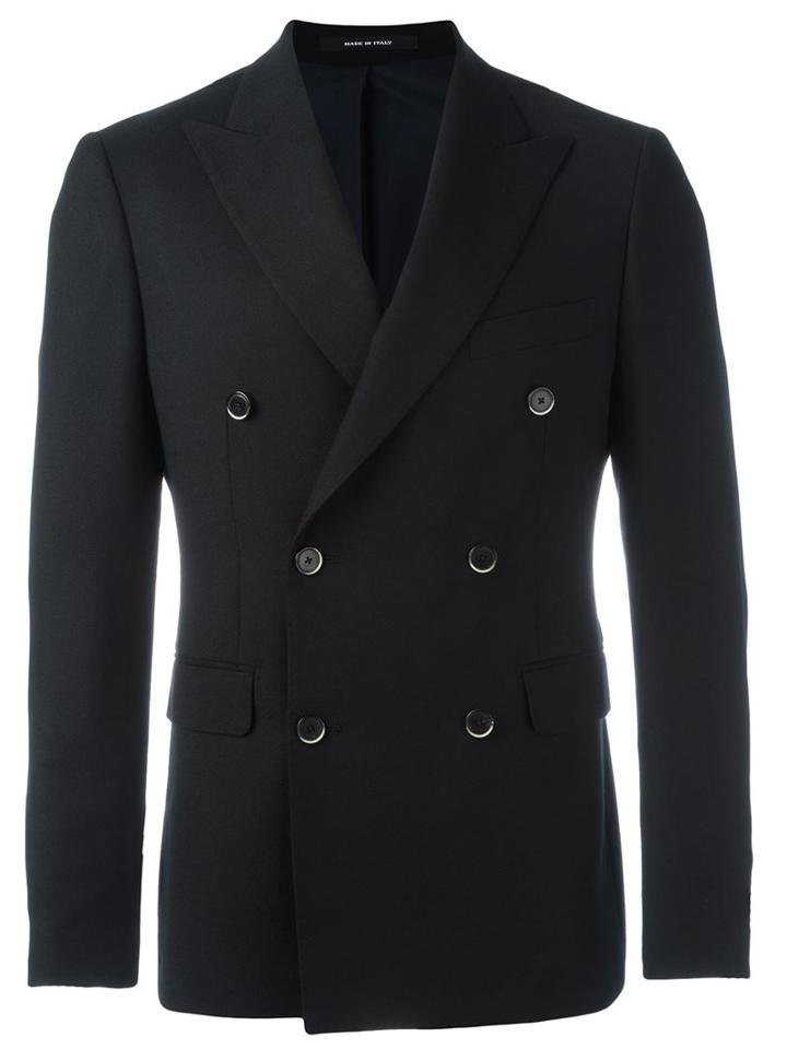 Dinner Double Breasted Blazer, Men's, Size: 46, Black, Cupro/virgin Wool