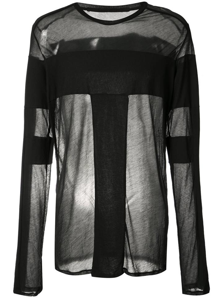 Julius Sheer Longsleeved T-shirt, Men's, Size: 2, Black, Cotton