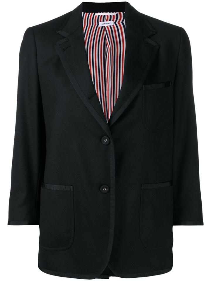 Thom Browne Cropped Sleeves Blazer - Black