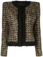 Balmain Sequined Cropped Tweed Jacket - Gold