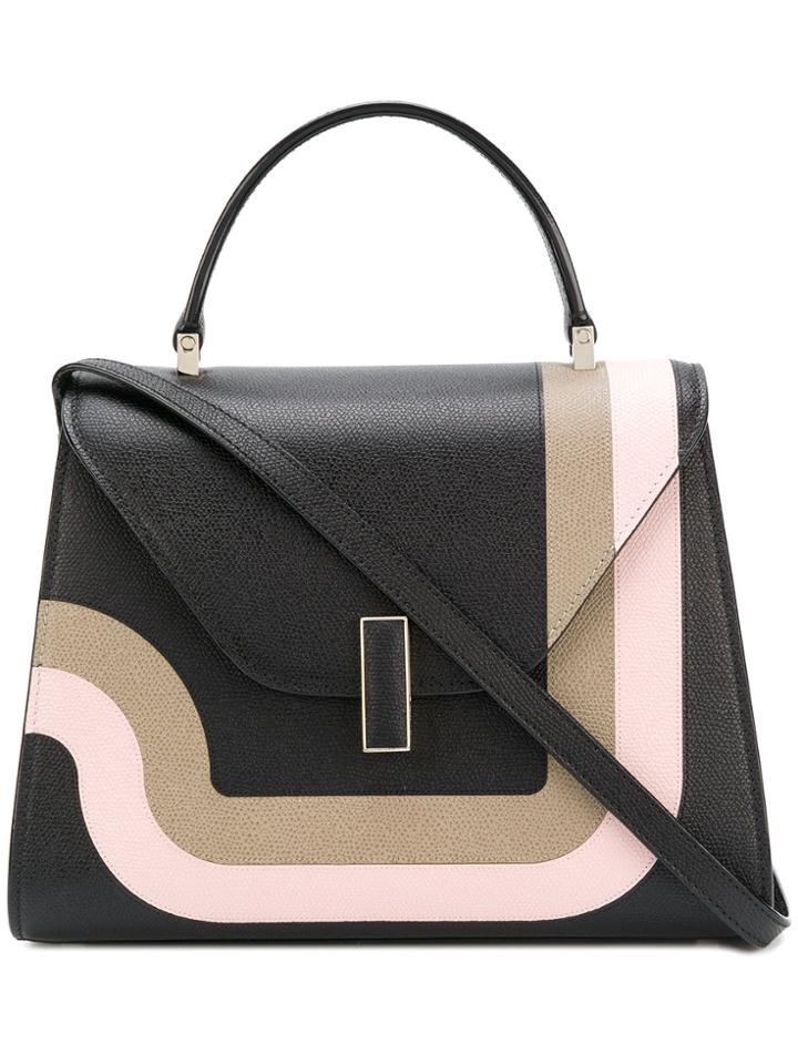 Valextra Striped Tote - Black