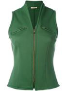 Romeo Gigli Vintage Zipped Fishtail Hem Gilet - Green