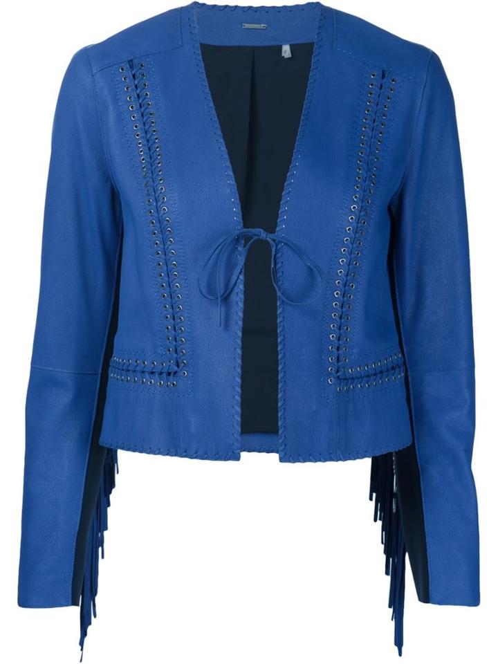 Elie Tahari Fringed Sleeves Jacket