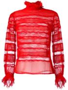 Isabel Marant Transparent Panel Lace Blouse, Women's, Size: 40, Red, Silk/viscose/polyamide