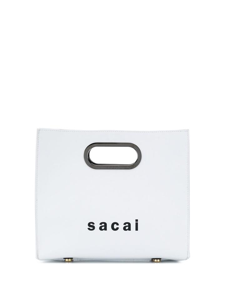 Sacai Contrast Logo Tote - White