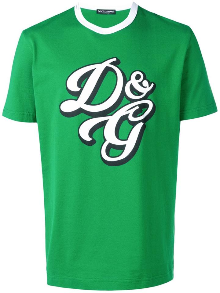 Dolce & Gabbana Contrast Logo T-shirt - Green