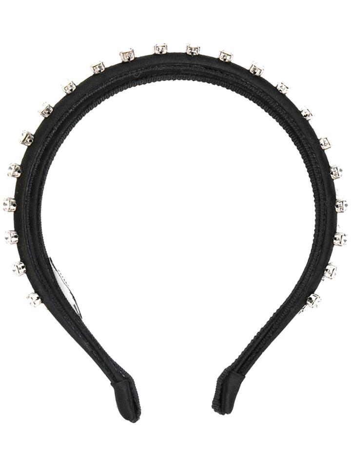Miu Miu Crystal-embellished Double Headband - Black