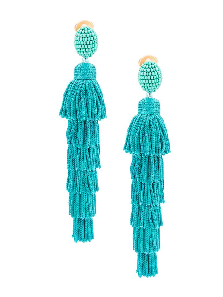 Oscar De La Renta Tiered Tassel Drop Earrings - Green