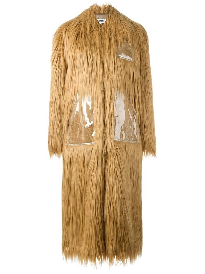 Mm6 Maison Margiela Faux Fur Oversized Coat, Women's, Size: 44, Brown, Polyester/acetate
