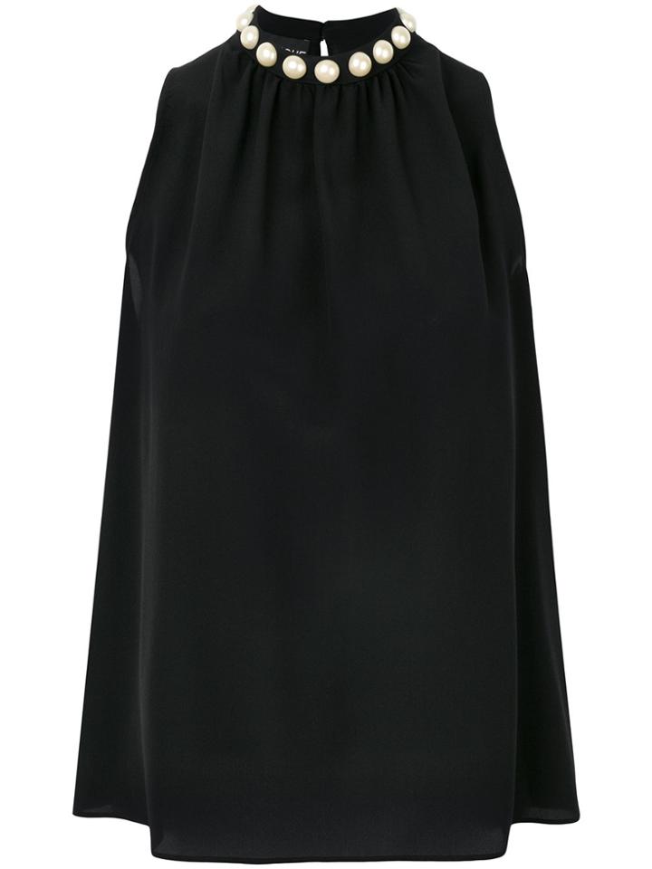 Boutique Moschino Pearl Embellished Vest Top - Black