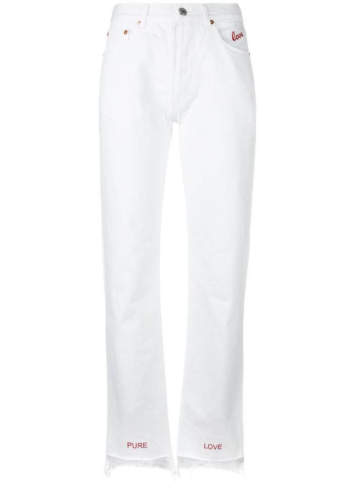 Forte Couture - Embroidered Lovers Jeans - Women - Cotton - 26, White, Cotton