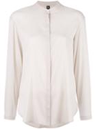 Eleventy Band Collar Shirt, Women's, Size: 44, Nude/neutrals, Silk/spandex/elastane