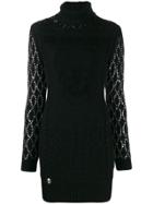 Philipp Plein Embellished Sleeves Knitted Dress - Black