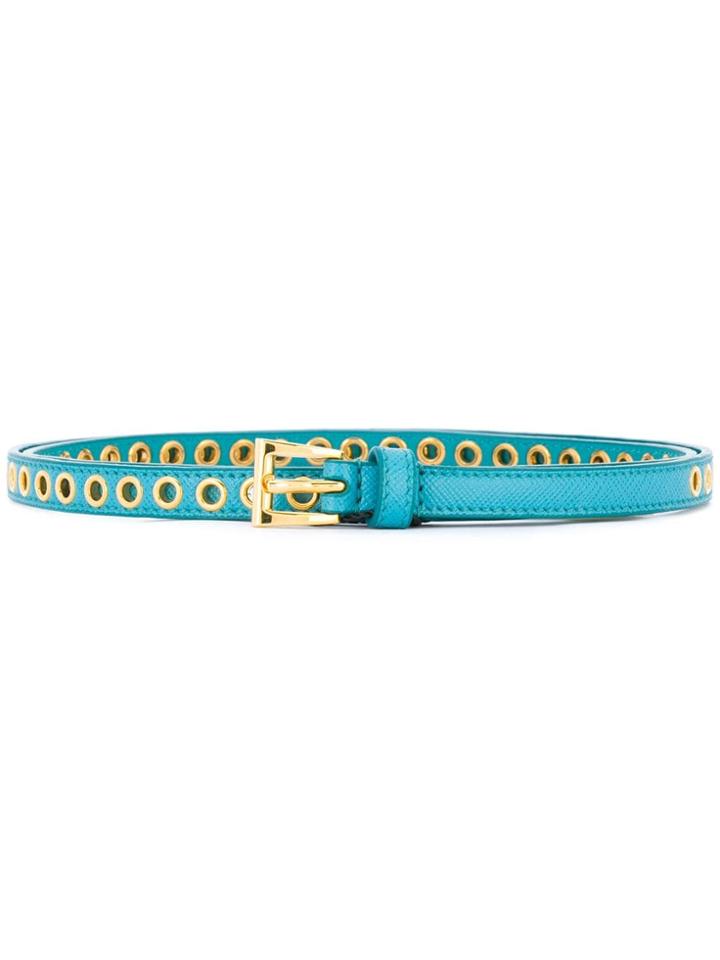 Prada Skinny Eyelet Belt - Blue