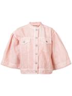 Ulla Johnson Bell Sleeve Denim Jacket, Women's, Size: 4, Pink/purple, Cotton/linen/flax