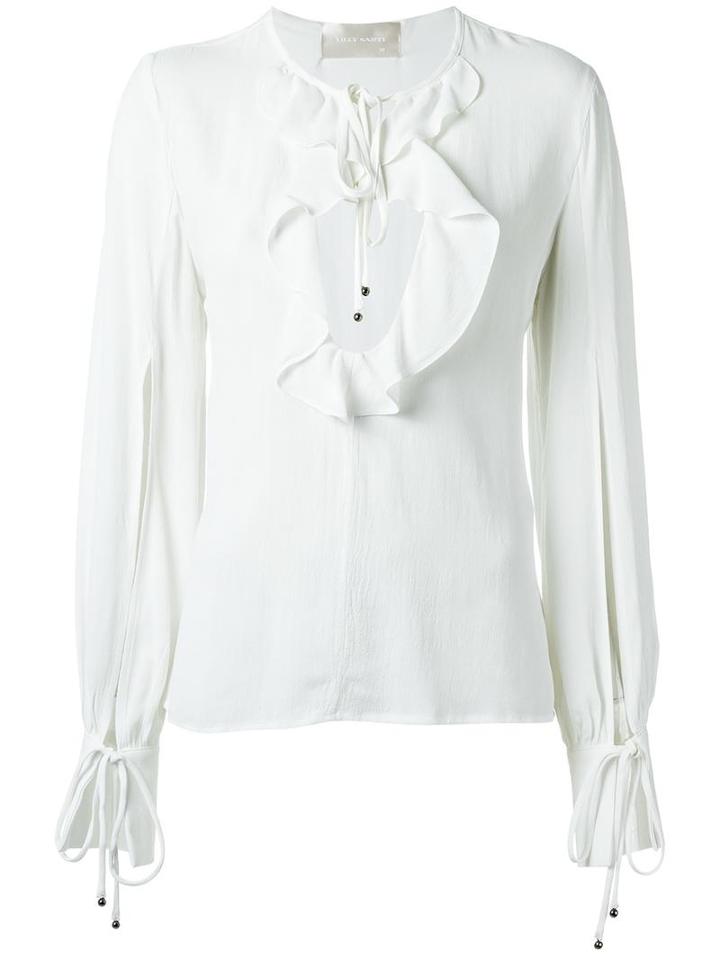 Lilly Sarti Ruffled Blouse, Women's, Size: 42, White, Viscose