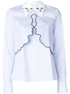 Vivetta Contrast-collar Striped Blouse - Blue
