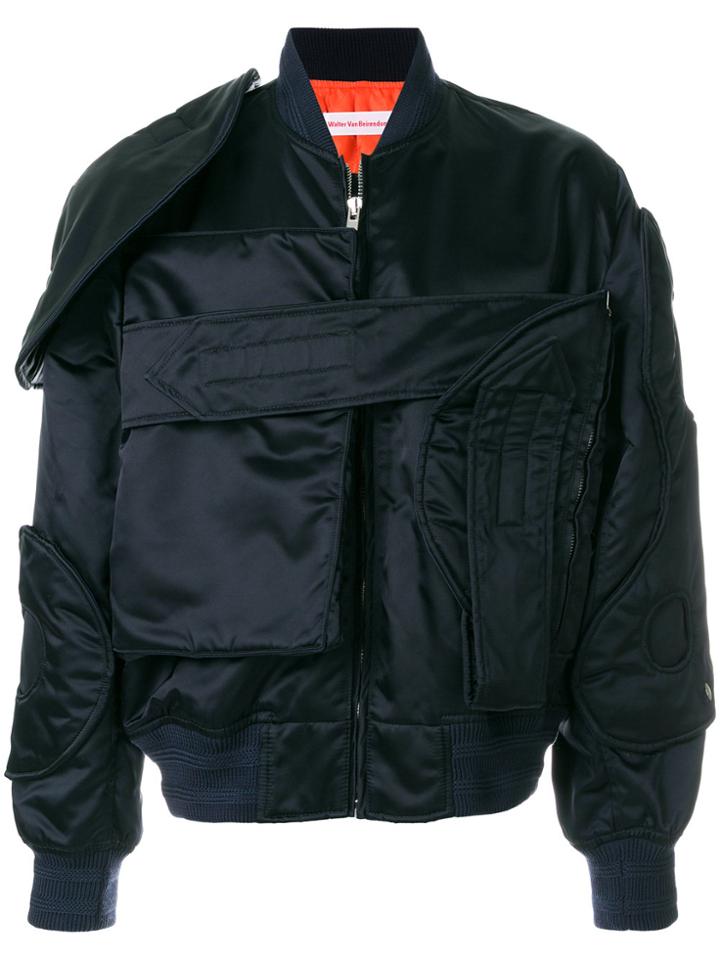 Walter Van Beirendonck Multi-pocket Bomber Jacket - Blue
