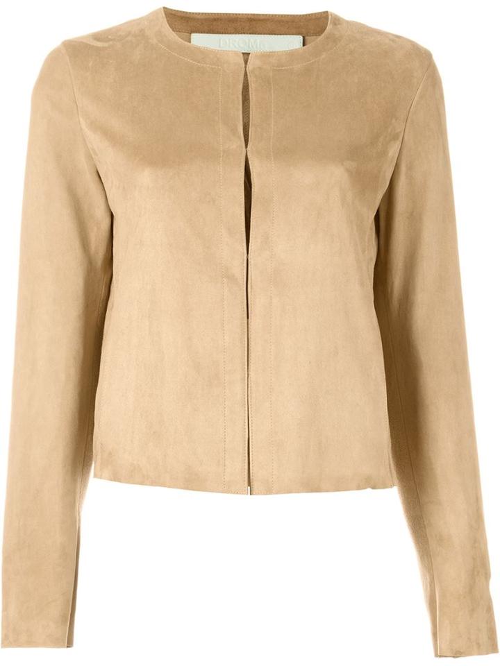 Drome Collarless Boxy Jacket, Women's, Size: L, Nude/neutrals, Suede