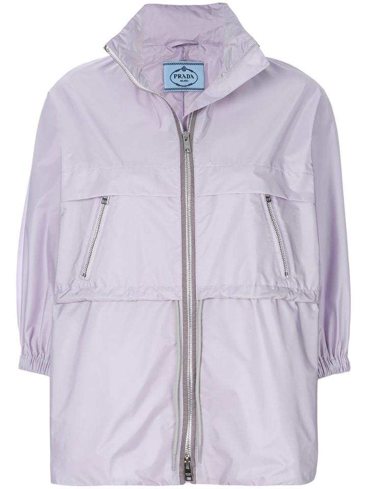 Prada Zipped Nylon Rain Jacket - Pink & Purple