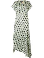 Marni - Garland Print Asymmetric Dress - Women - Cotton/silk - 40, Yellow, Cotton/silk