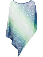 Missoni Fringed Poncho, Women's, Blue, Viscose/polyester/nylon
