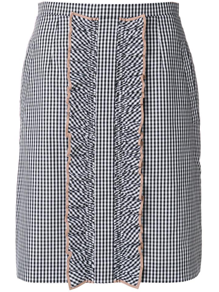 No21 Gingham Ruffle Detail Skirt - Black